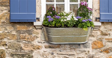 galvanised metal window boxes|decorative metal window boxes.